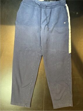 Russell Athletic Navy Sweatpants with Cream Side Stripe